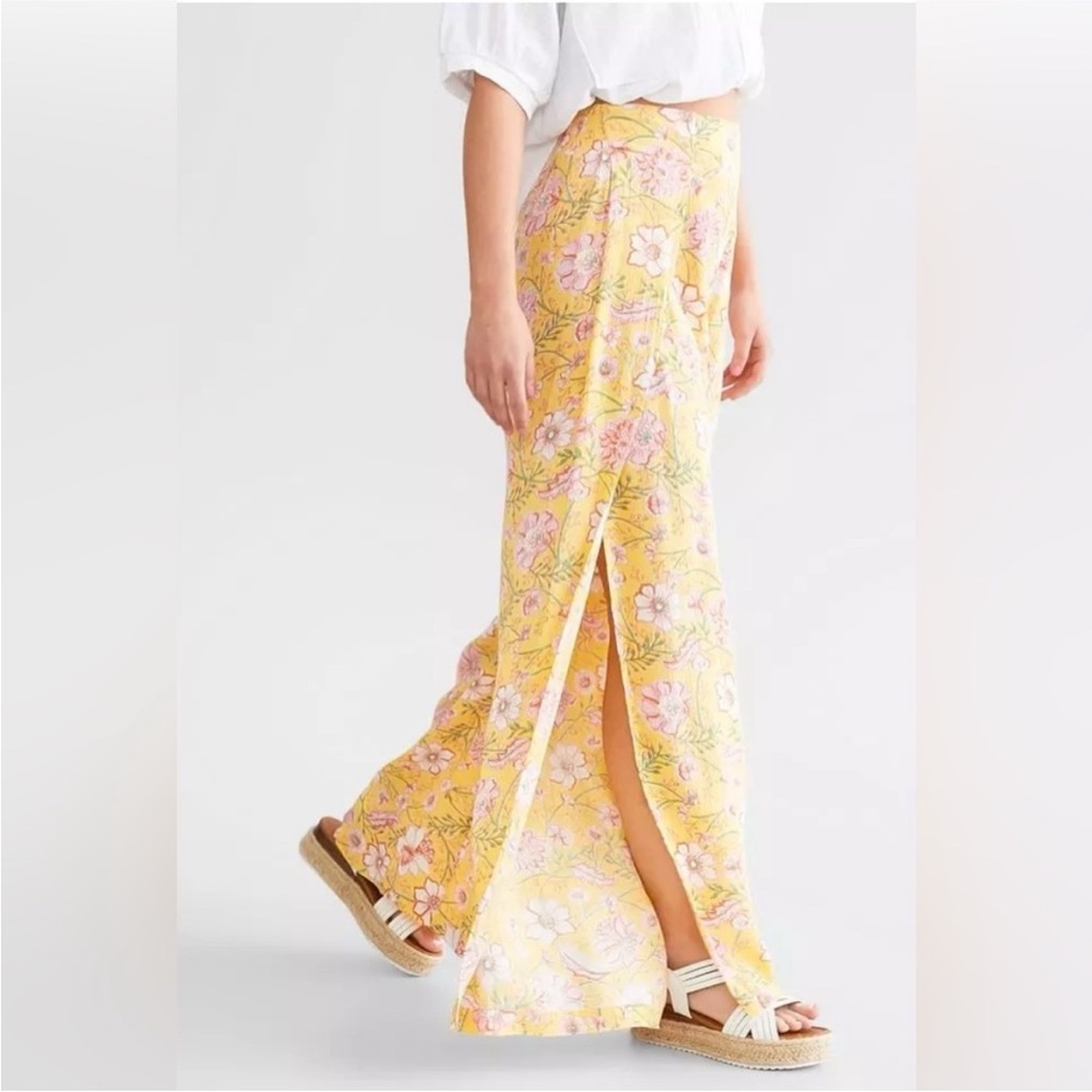 BILLABONG Split Spirit Pant Boho MEDIUM Floral Split Wide Leg High Waisted NWT - Picture 3 of 8